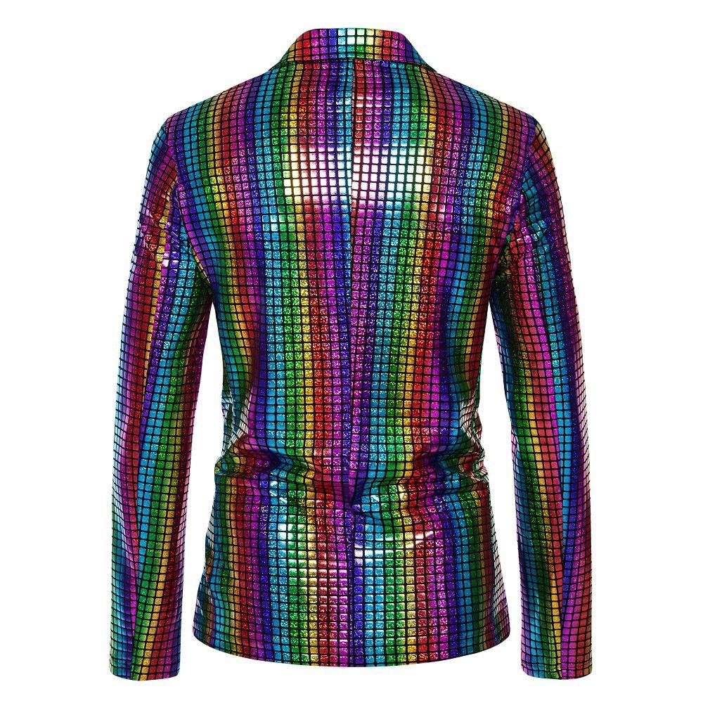 Heren Glanzende 2-delige Pakken Blazer Broek Terno Masculino Mode Feest DJ Club Kleding Smoking Pak Heren Podium Zanger Kleding