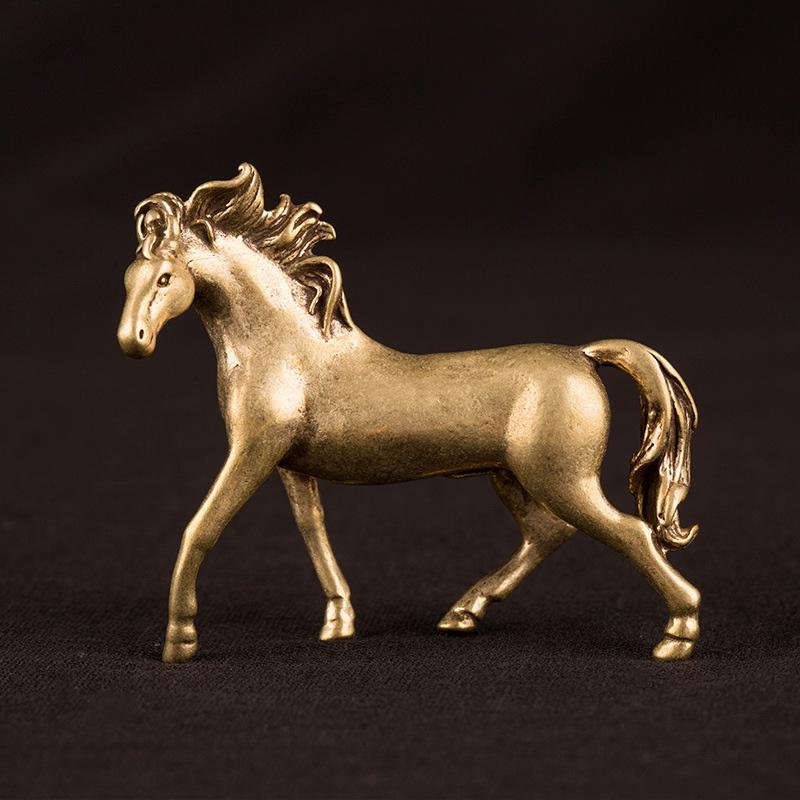 Vintage Copper Horse Statue Lucky Desktop Ornaments Pure Brass Animal Figurines Miniatures Tea Pet Home Decoration Accessories