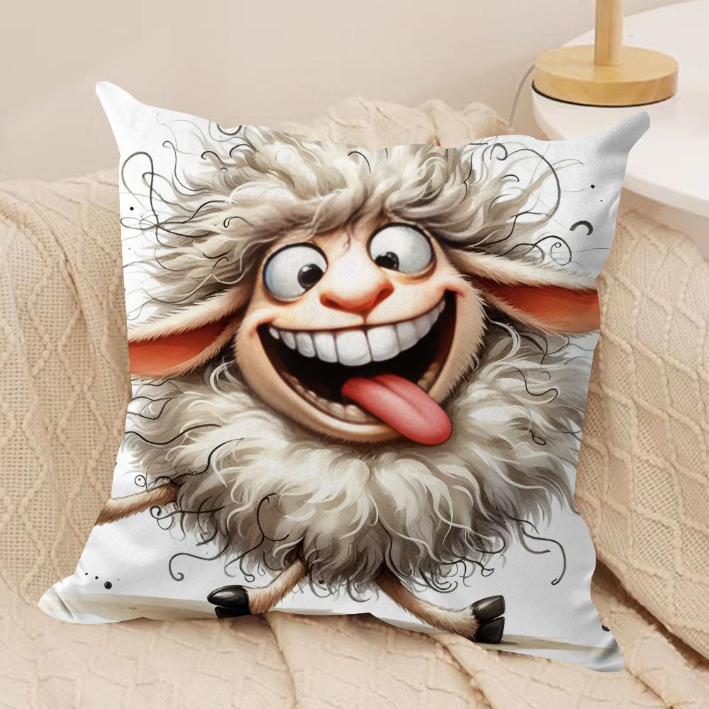 

Spooky Goat Face Cushion Cover Soft Plush Fabric DoubleSided Printed Cushion Covers for All Seasons Modern HomeDecor Gift 30cmx30cm
