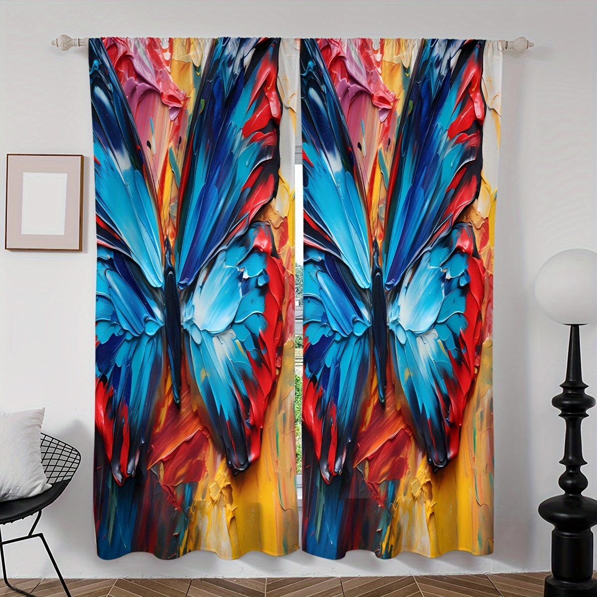 

2-Piece Set Marble Geometric Floral Print Curtains Rod Pocket Design Polyester For Living Room Bedroom Floor Window Blinds (W50cmxH130cm)x2&Rod Pocket