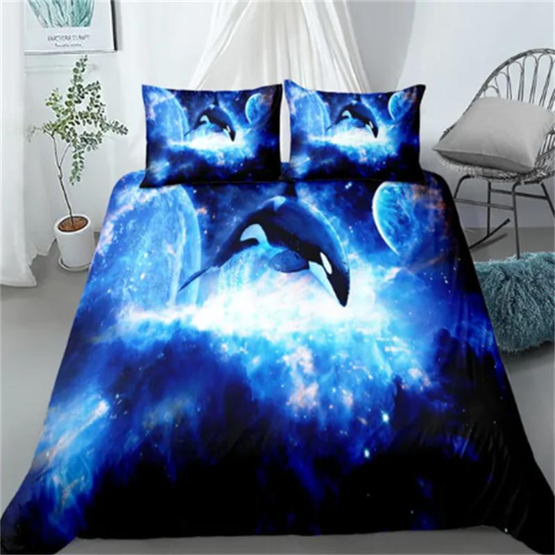 Gorące Zestawy Pościeli Delfin Anime Morze HD Narzuta Delfin dla Nastolatek Dziewcząt Moda Twin Single Queen King Pełny Rozmiar Poszwa na Kołdrę