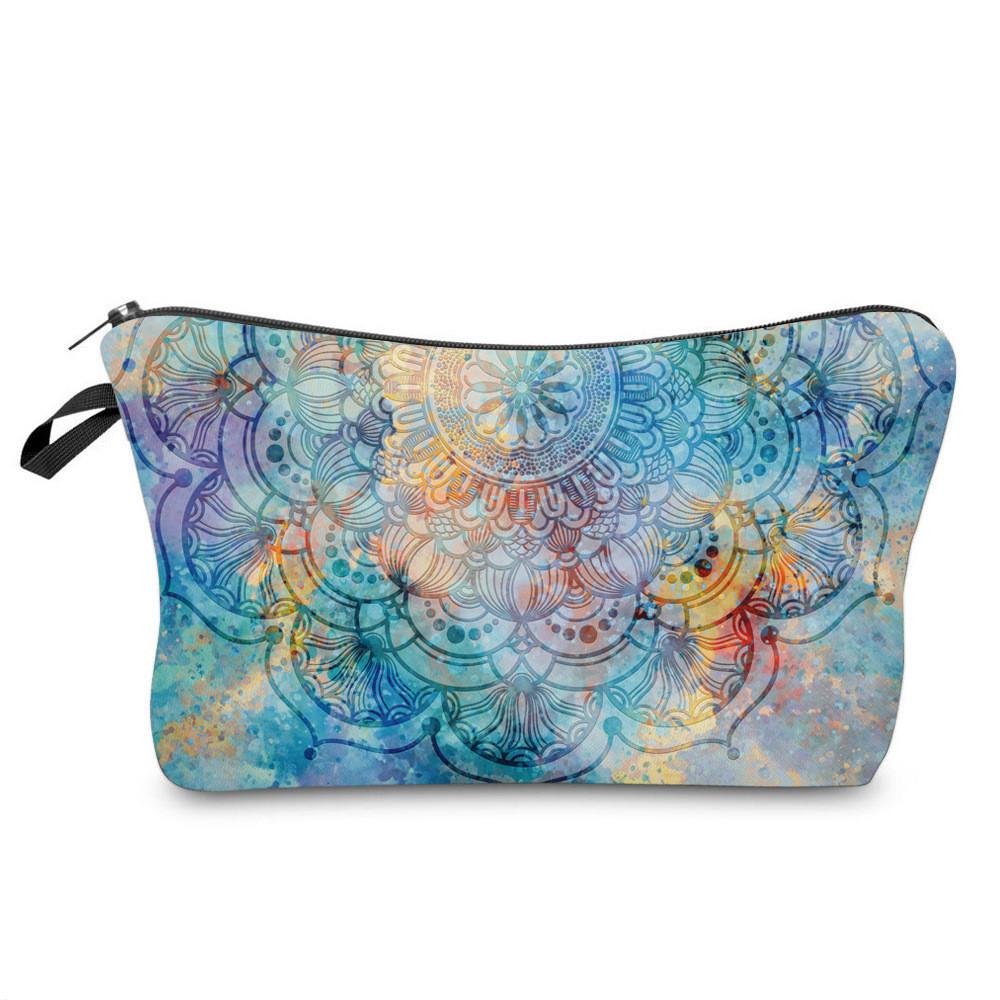 Mandala Makeup Bag Printed Multi Functional Portable Travel Storage Pouch Wash