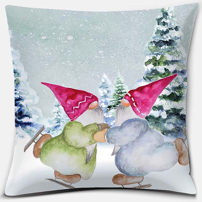 Santa Print Series Pattern Pillowcase Square Pillowcase Home Office Decoration Pillowcase