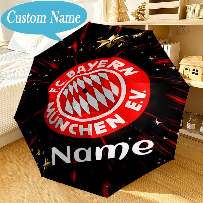 Custom Name Umbrella Bayern Munich Crest Art Umbrella 8-Frame for Travel, Camping, Casual Lightweight Portable, Essential for Family Gifts