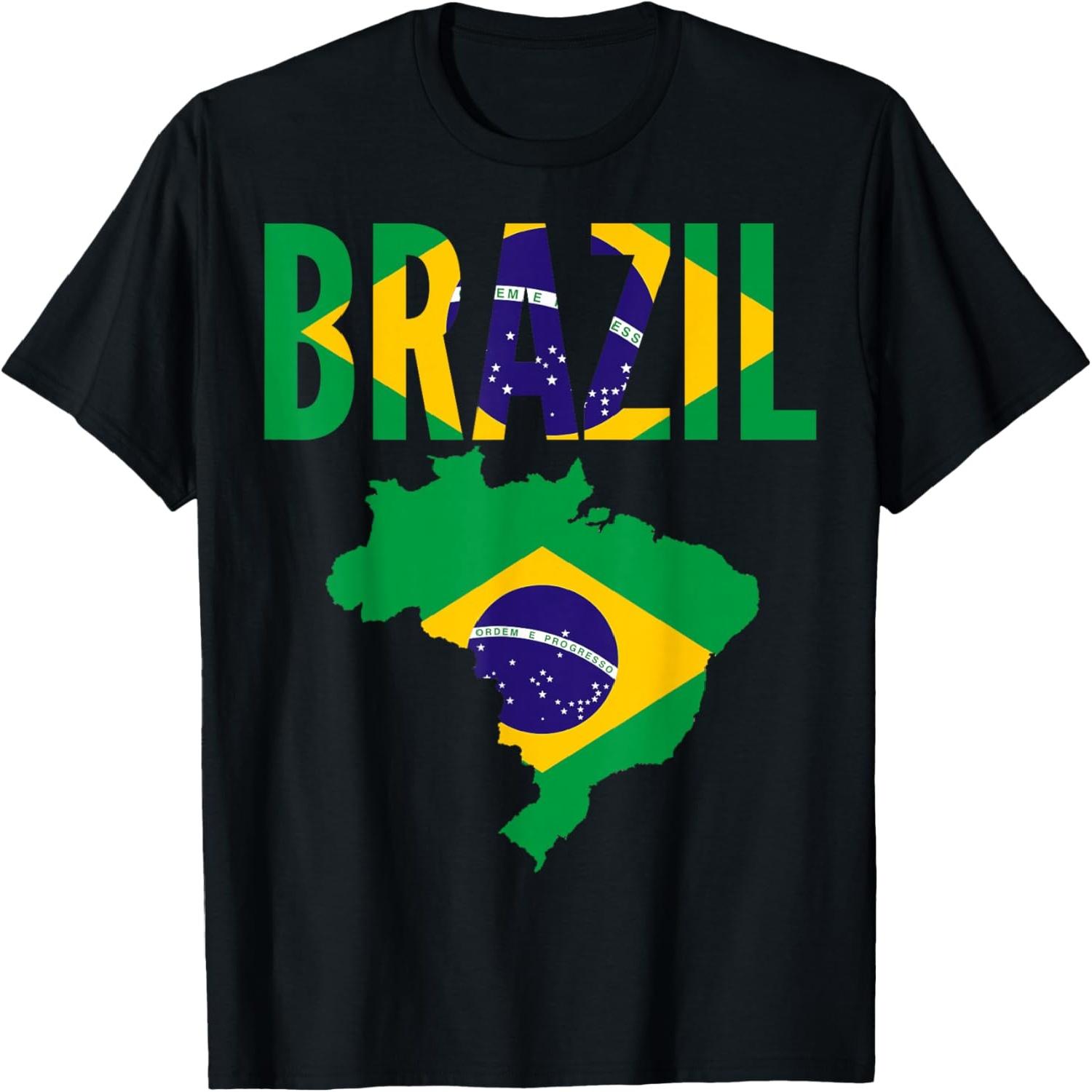 Brazilian - Brazil Country Map Flag T-Shirt S