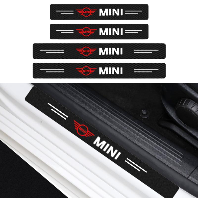 4Pcs Carbon Fiber Car Door Sill Protection Sticker Anti-scratch Refit For BMW Mini Cooper F54 F55 F56 R56 R60 SONE Roadster Clubman Coupe