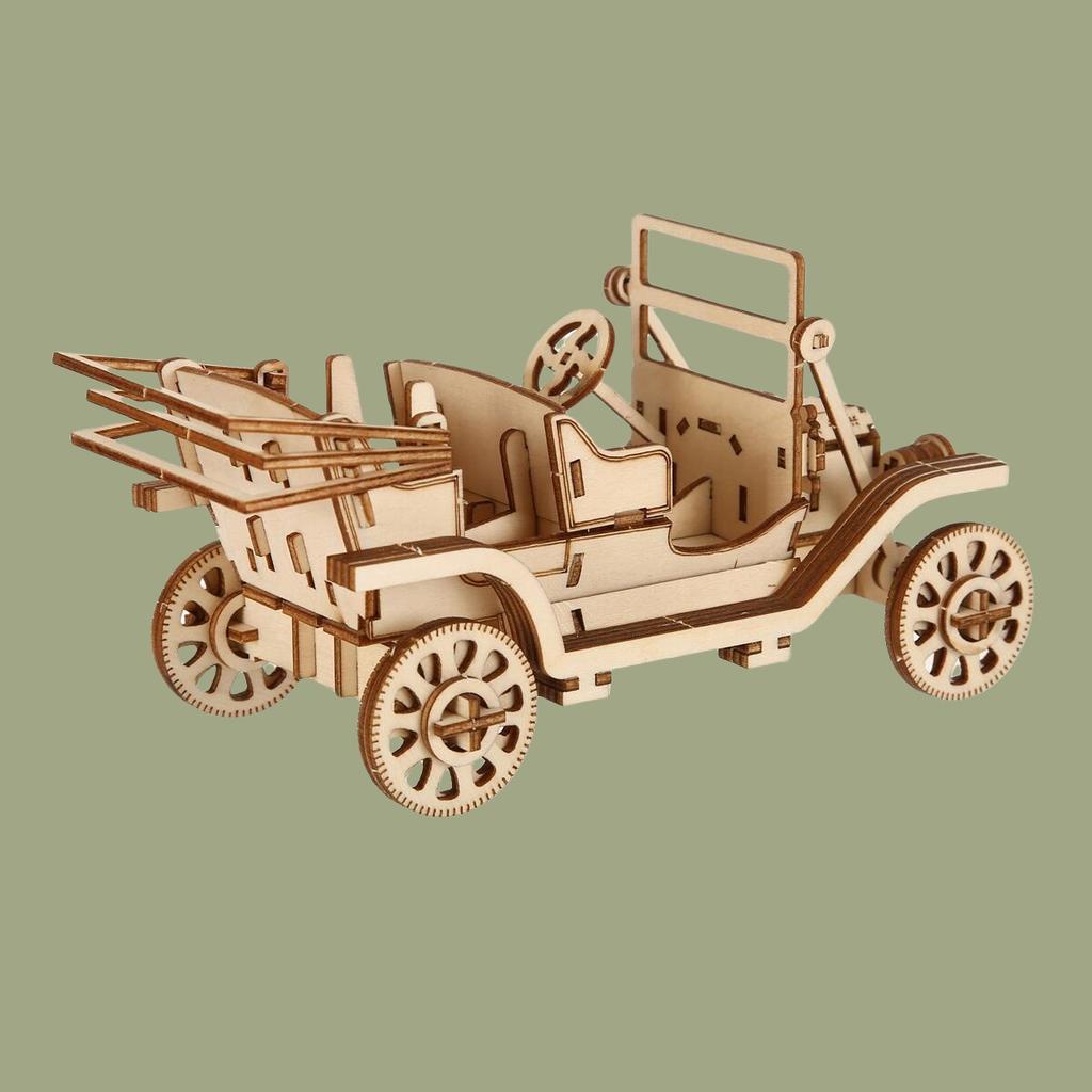 Build Your Own Classic Car 3D Wooden Puzzle Model Kit - a Fun and Educational DIY Gift