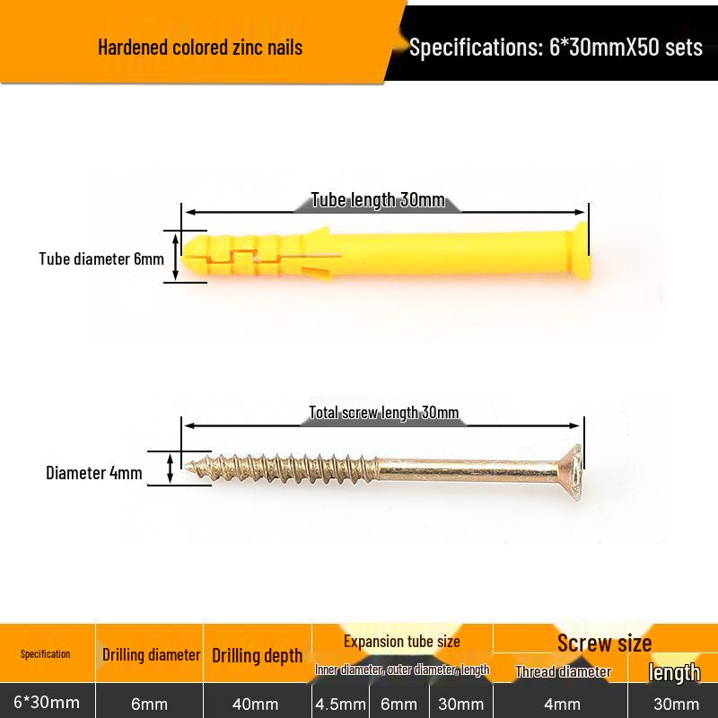 Yellow Plastic Expansion Tube with Rubber Plug M6 - Exterior Wall Insulation Fastener