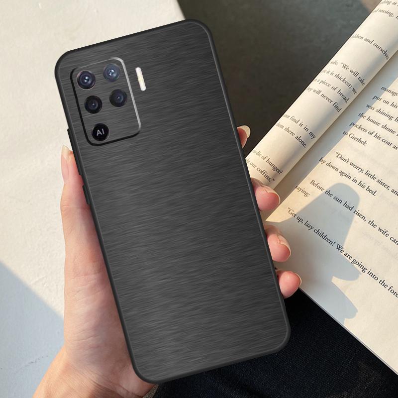 Brushed Metal Texture Steel Print Case For Oppo A80 A60 A40 A78 A38 A18 A98 A58 A96 A76 A16 A94 A74 A54 A15 A17 A57 A77 A5 Pro
