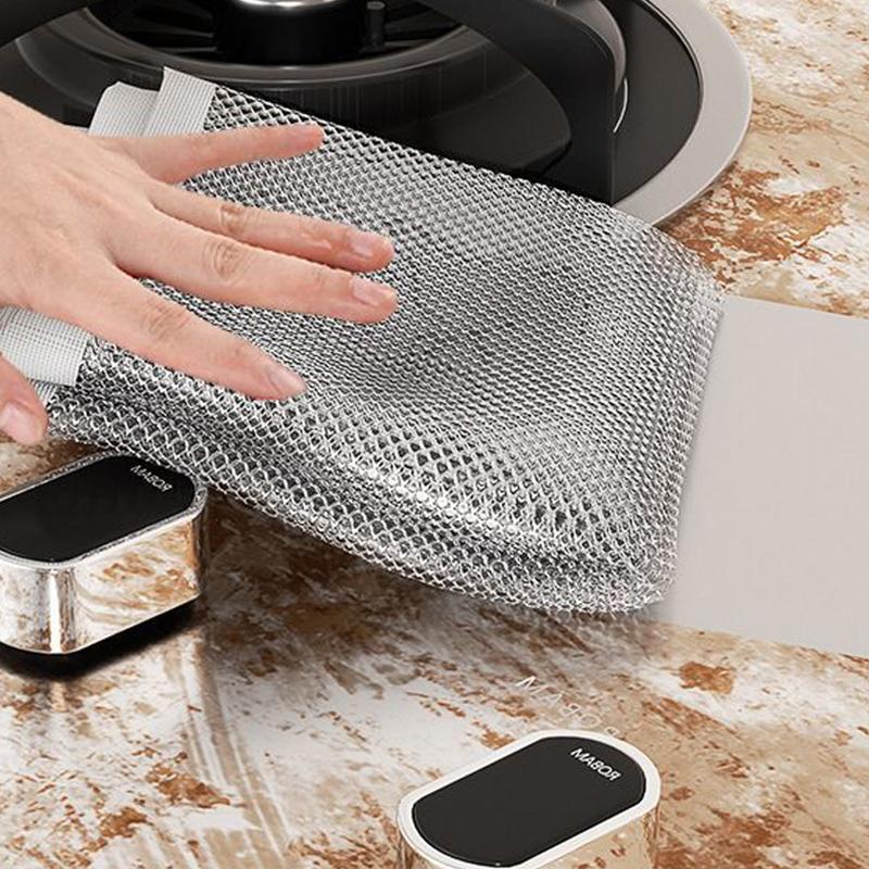 Metal Steel Wire Rags Cloth Household Kitchen Pot Pan Dishwashing Double-sided Cleaning Towel Dishcloth Scrubber Rag Wholesale