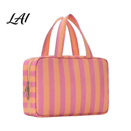 Multifunctional Organizer for Daily Essentials Stripes Travel Toiletry Bag 4 Compartments Waterproof Makeup Foldable Shower Kit Camping And Gym Case,