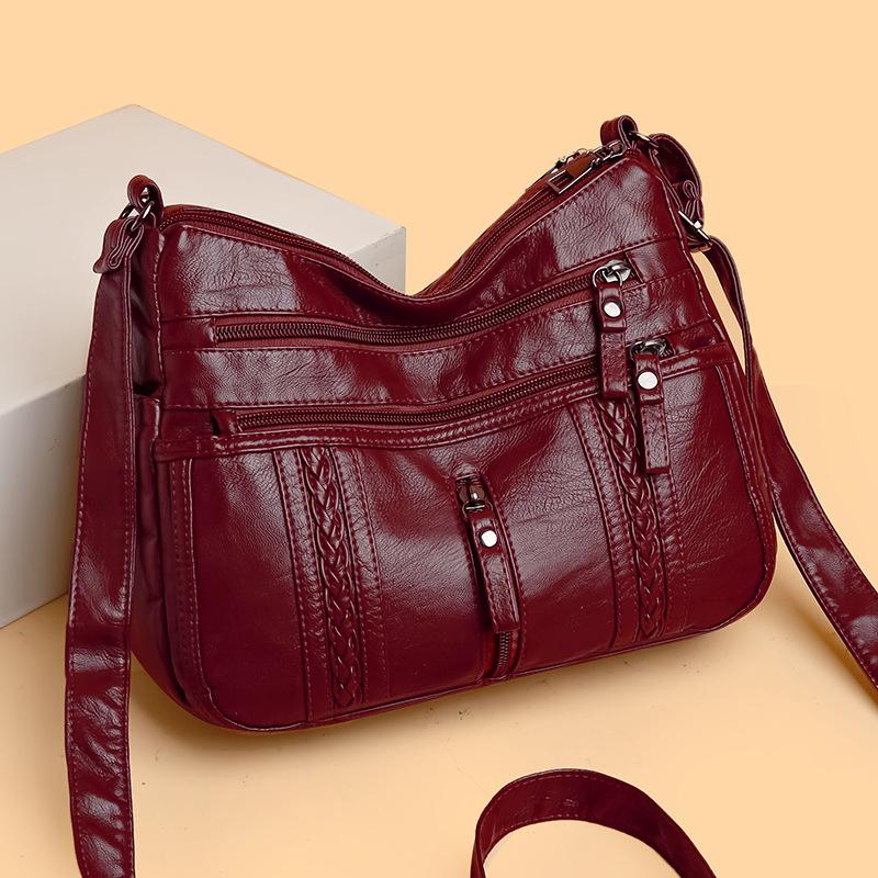 Dámská taška Soft Leather Crossbody Bag Taška přes rameno pro matku středního věku