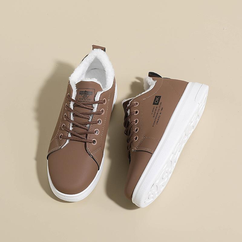 Winter-Baumwollschuhe dicke Sohle Samt verdickt warm Lederoberfläche warm lässig wasserdicht rutschfest Studenten Outdoor Schneestiefel