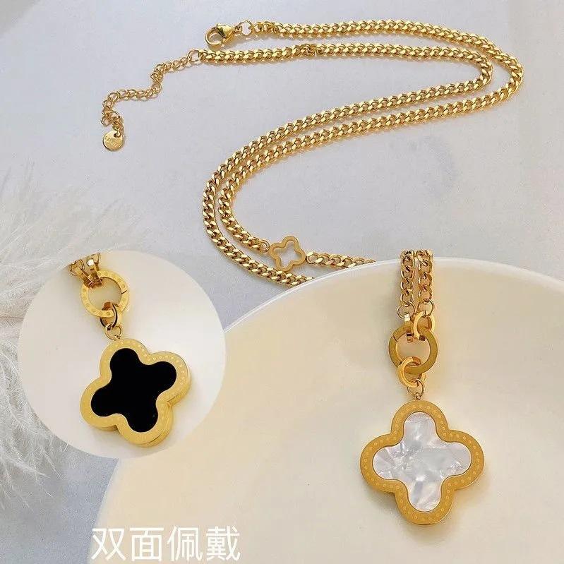 

Приголомшливий кулон у вигляді чотирилистої конюшини з титанової сталі JMXD, ланцюжок для светра, розкішна елегантна жіноча модна біжутерія, талісман на удачу, ідея для подарунка золотий