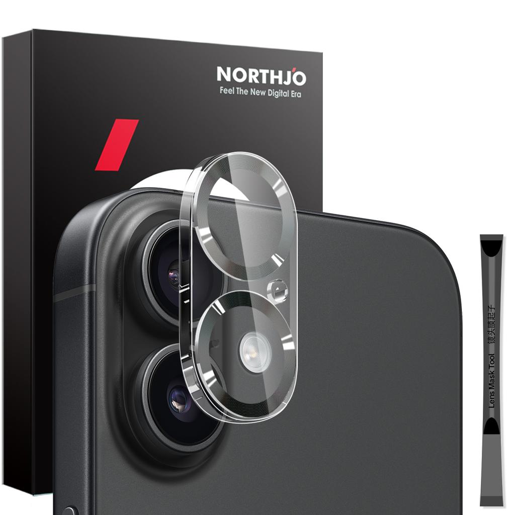 NORTHJO For iPhone 16/16 Plus Camera Lens Protector 3D CD Veins Integrated Clear Camera Lens Film