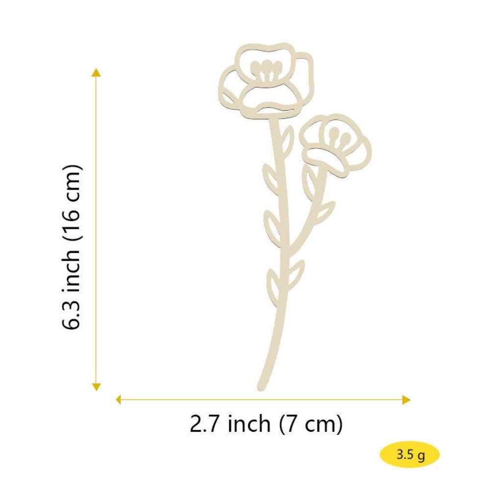 10Pcs Wood Material Wooden Flowers Cutout Design Laser Cut Wood Flowers Cutout Signs Natural Unpainted Wildflowers Stems