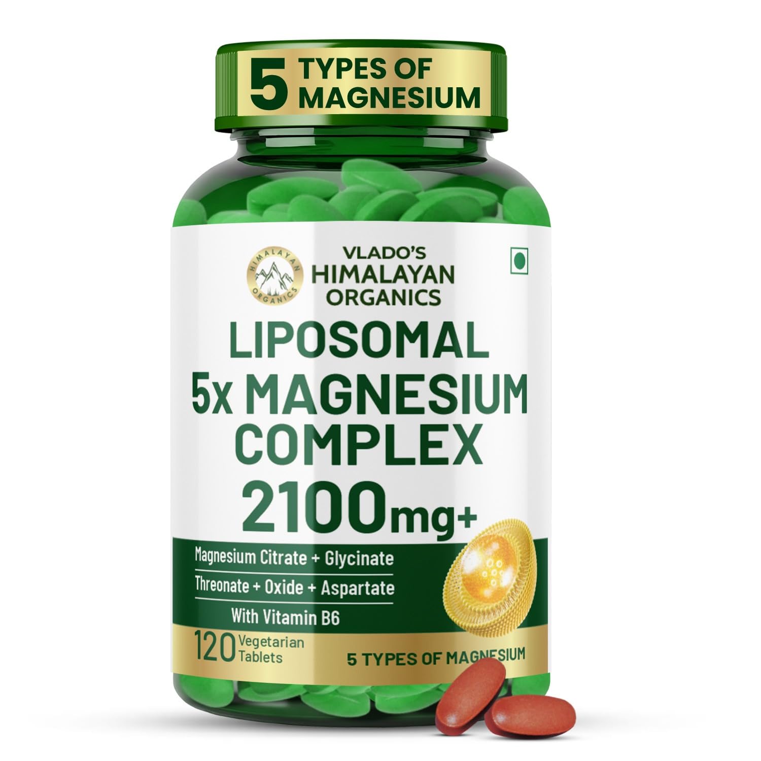 

Vlado s Himalayan Organics 5X Strength Liposomal Magnesium Complex 120 Tablets for Sleep & Muscle Recovery