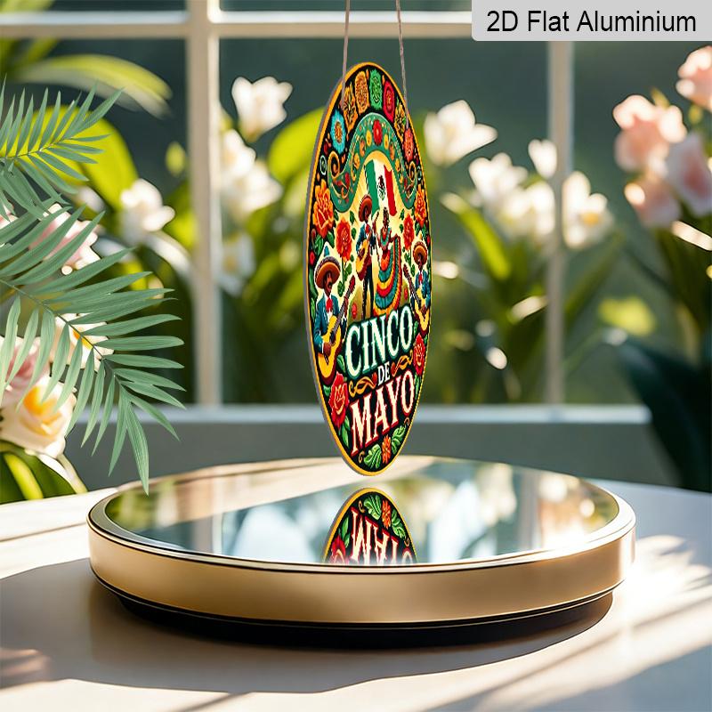 2D Flat, 1pc Round Aluminum Sign, "Vintage Metal Plaque for Cinco De Mayo Celebration", Mexican-style Cinco De Mayo Party Decor Sign, Suitable for