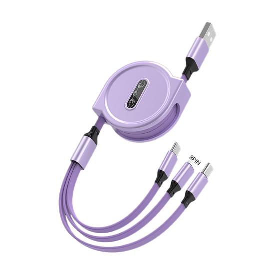 

Кабель для передачі даних Подовжувач Швидке заряджання Багатофункціональний 3-в-1 8-контактний/мікро-USB/тип C Шнур для домашньої лінії передачі даних для мобільного телефону