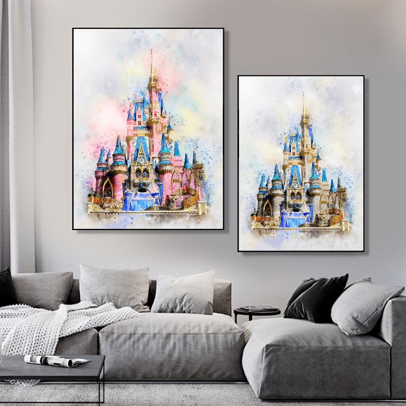 Zámek princezny Obrazy Domov Dekorace pokoje Plátno Nástěnné Umění Architektura Budovy Obrazy pro domácí design Bezrámové