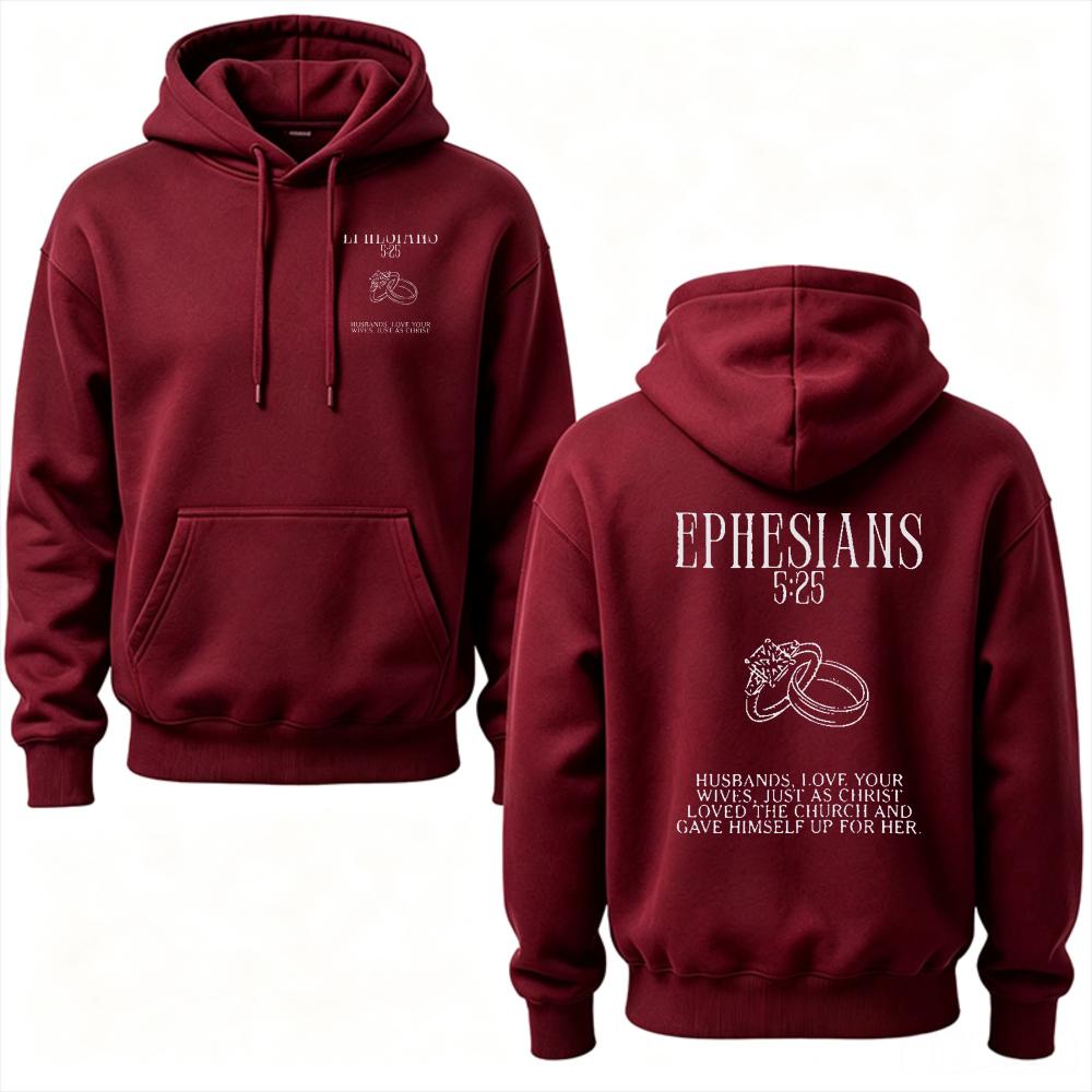 Matching Couple Hooded Ephesians 5:25 Bible Verse Wedding Ring Graphic Hooded Sweatshirt Christian Religious Marriage Lover Gift