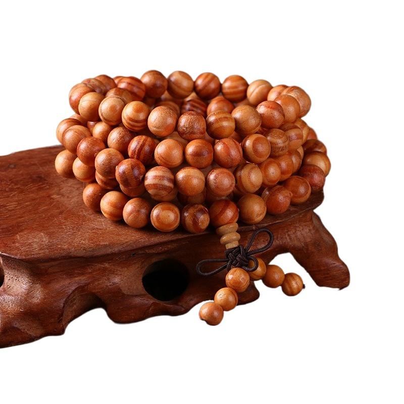 108 Buddha Beads Bracelet in Black Walnut, Red Sandalwood, Black Rosewood and Black Orchid Wood, Chinese Knot Style.