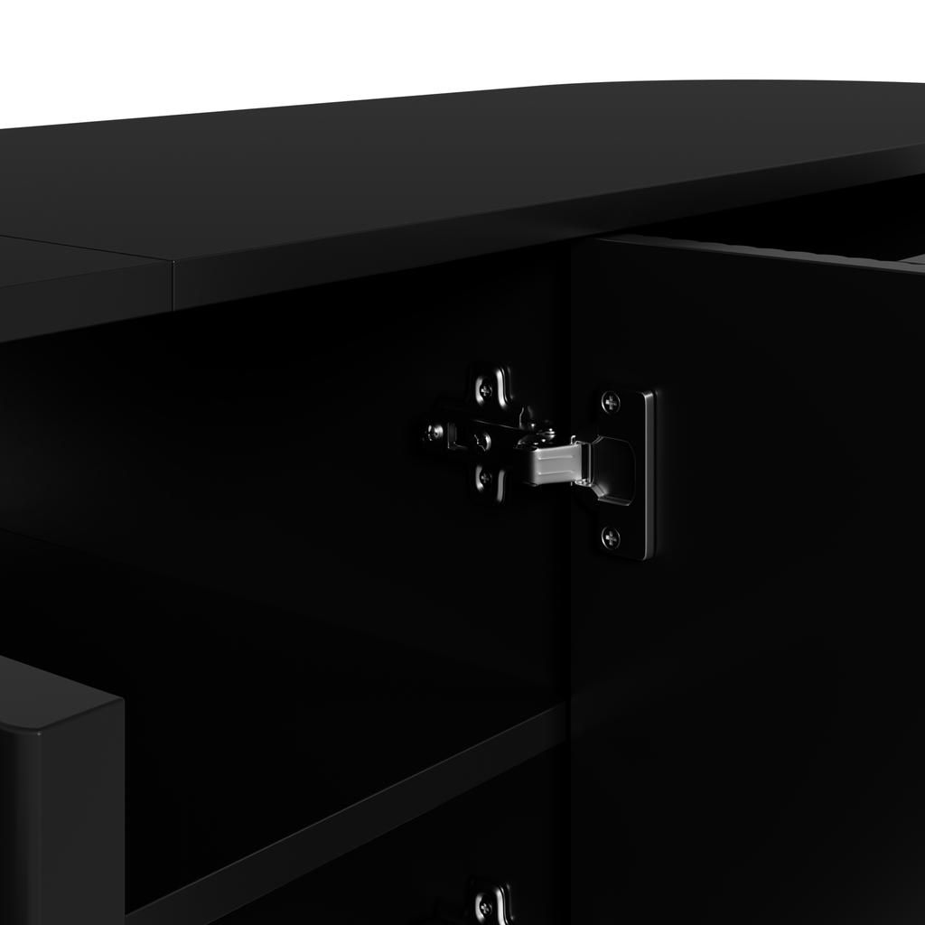 TV Cabinet, Lowboard, Three-Dimensional Wave Structure, Rounded Edges, MDF Carcass, Aluminum Handles, Iron Feet, Fixed Shelf, Cable Grommet