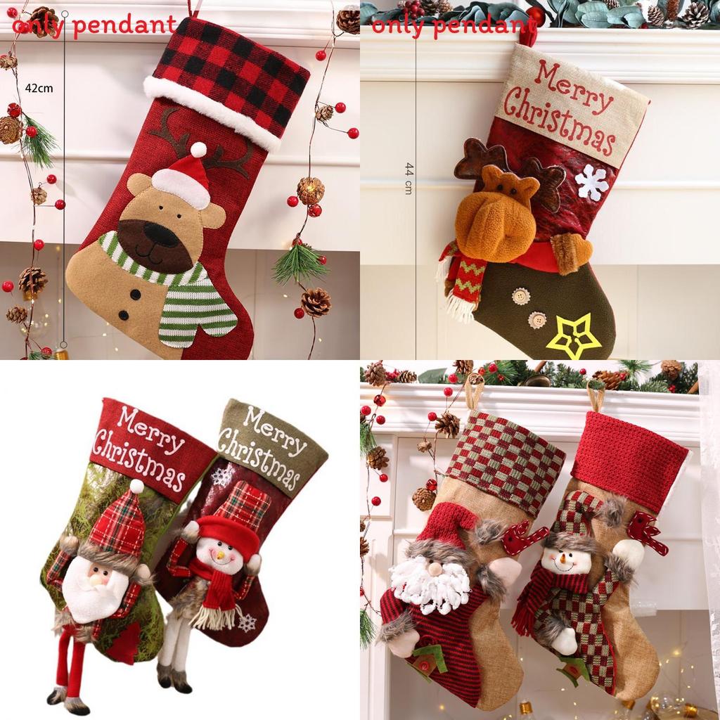Süßer Weihnachtsmann Schneemann Rentier Sockenförmiger Anhänger für Feiern
