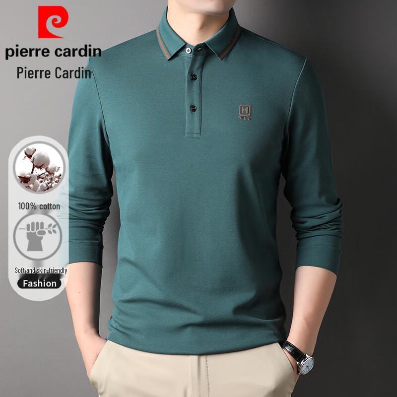 Мужская хлопковая рубашка-поло с длинным рукавом Pierre Cardin 100% хлопок XL