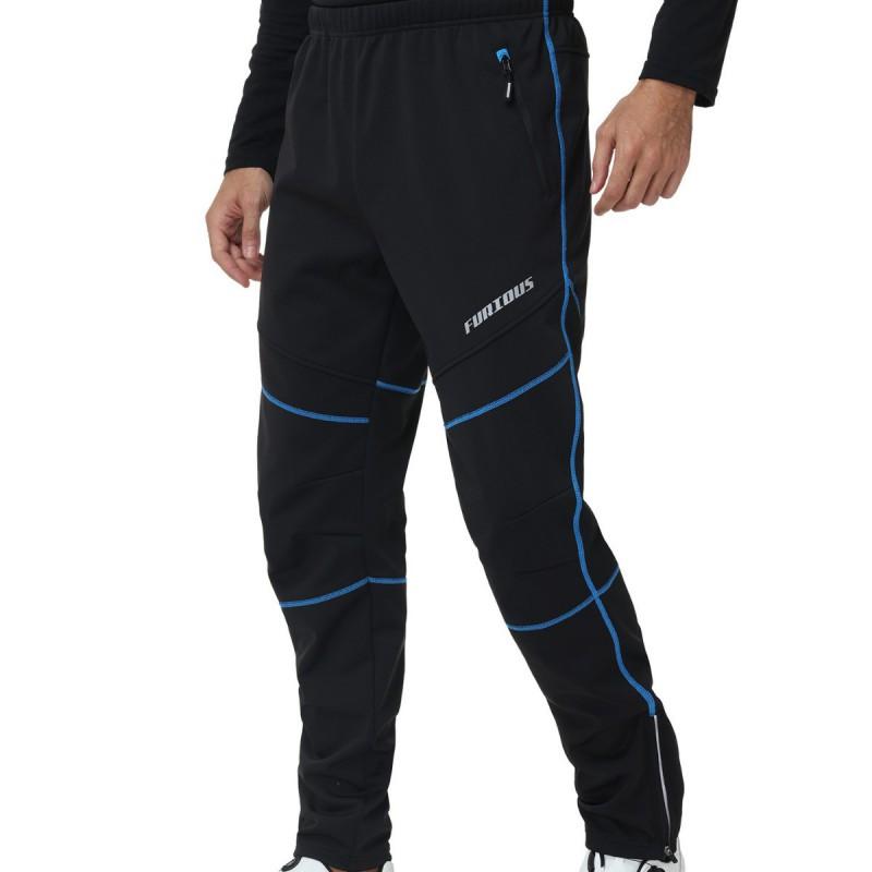 Mens Winter Cycling Pants Thermal Fleece Lined Outdoor Bike Riding Trousers With Reflective Stripes Black Green