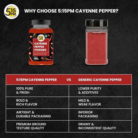 5:15PM Cayennepepperpulver 100g | Sterkt & Røkt | Perfekt til Matlaging, Krydring |100 gram