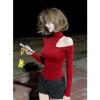 Retro Hong Kong Style Off-Shoulder High Neck Top - 260g Cotton Modal, Slimming Fit.