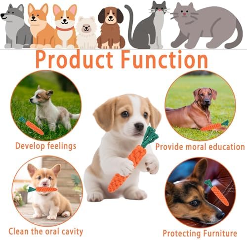 PcvGef 3 Pack Small Dog Chew Toys, 22cm Puppy Teething Toys for Teeth Cleaning & Stress Relief, Interactive Chew Toys for Small Dogs & Puppies