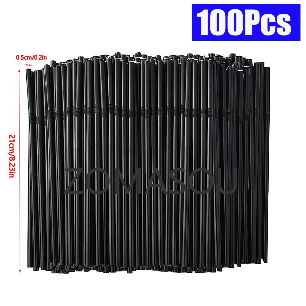 50-3000PCS Black&Colorful Drinking Straws Party Rietjes Kunststof Beverage Straw Milk Tea Kitchen Accessory Wholesale