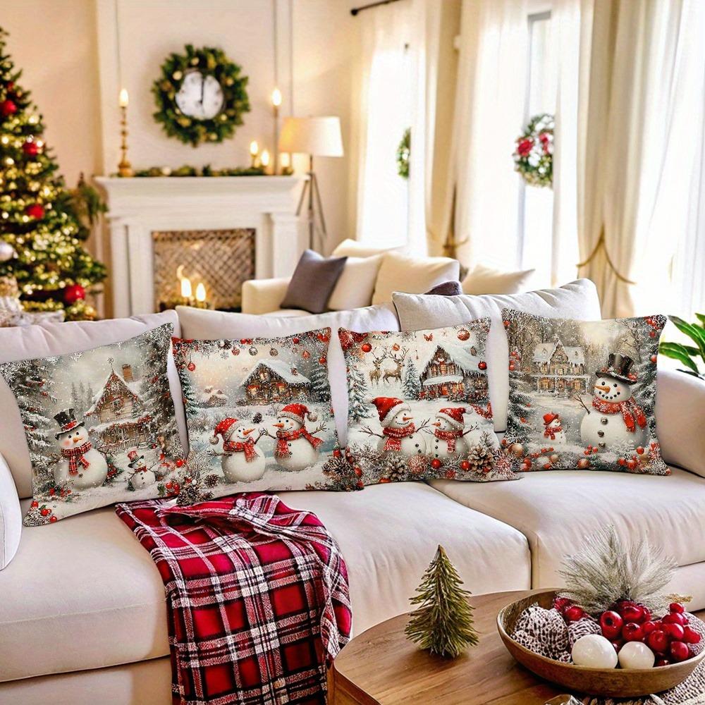 Christmas Snowman Pattern Pillowcases: Festive Winter Home Decor Sofa room cushion cover home decoration new year gift