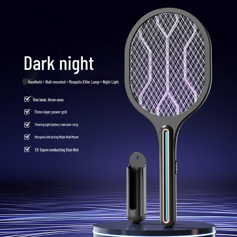 Electric Purple Light Mosquito Killer: Wall-Mounted, Rechargeable, and Dual-Function Swatter & Lamp
