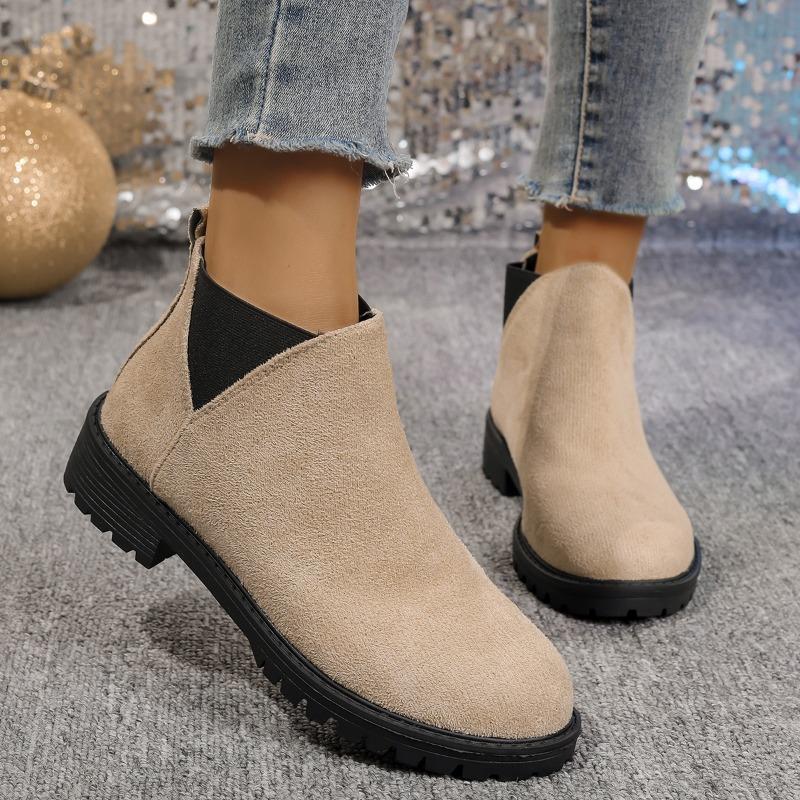 New Autumn Winter Women's Casual Fashionable Round Toe Chunky Ankle Boots Versatile Comfortable Work Anti-slip Women Heels Shoes