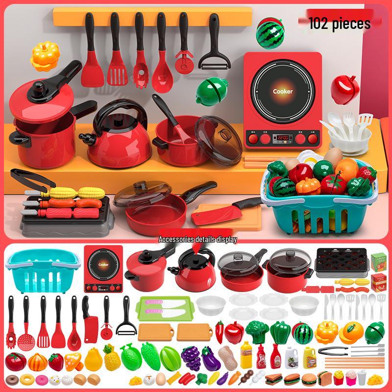 Mini Kitchen Pretend Play Cooking Set for Kids: Fruit Cutting & Kitchenware Toys