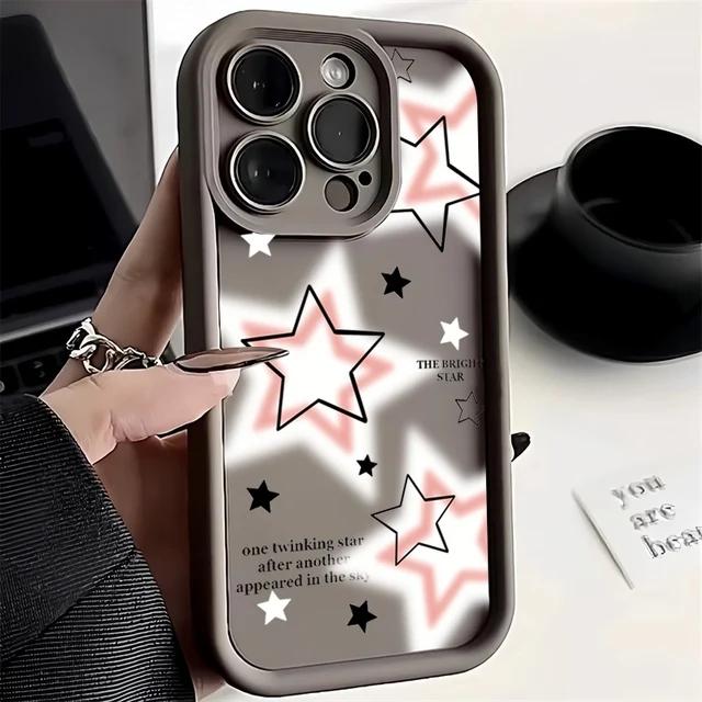 

Силіконовий чохол для телефону Cute Pink Stars для iPhone 15 14 Pro Max 13 12 11 Pro Max X XS XR 7 8 15 14 Plus SE 2024 протиударний чохол For iphone13MINI коричневий