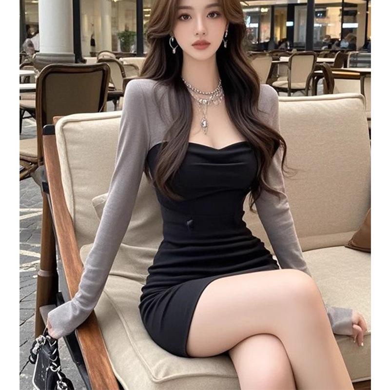 American Fashion Women's Spring Dress with Built-in Padding, Cinched Waist, Slimming Short Skirt, Premium Bodycon Design