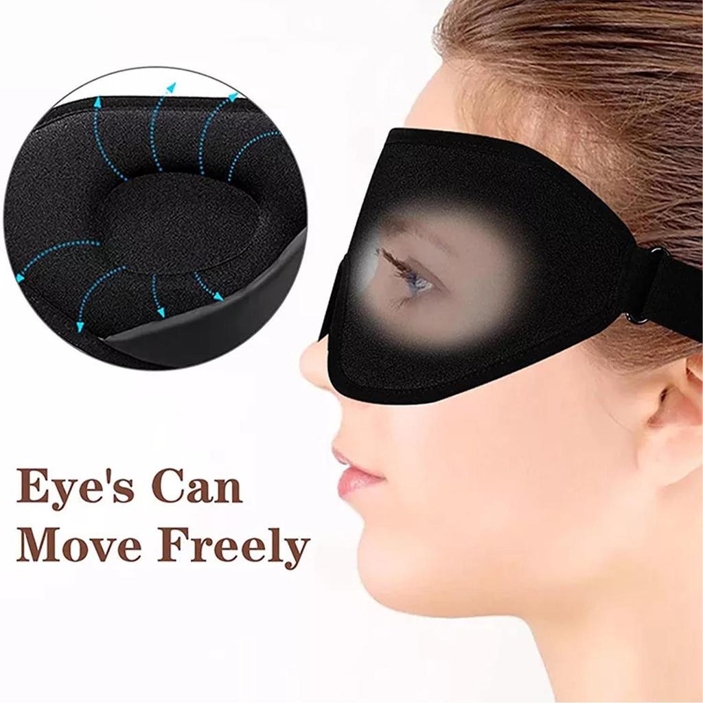 Sleep Mask for Women, Men for Home, Plane and Travel 3d with Memory Effect, Blindfold with Earplugs, Black