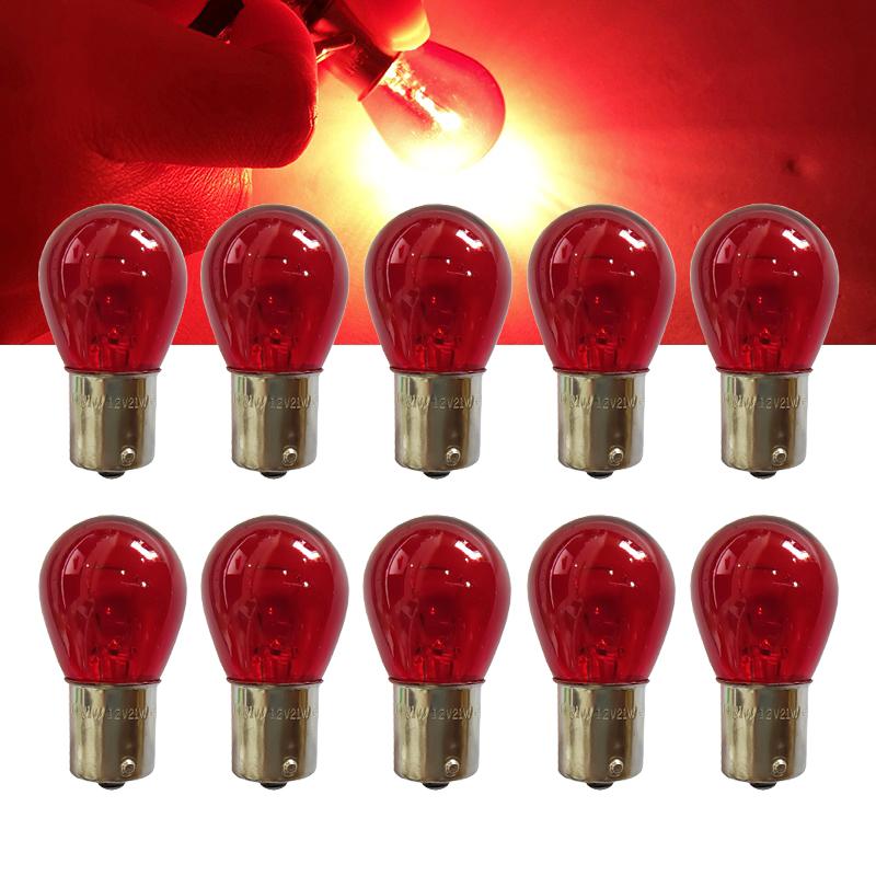 10Pcs S25 P21W P21/5W BAY15D BA15S 1156 1157 12V 21W 12V 21/5W Car Halogen Turn Singal Light Reverse Lamp Stop Bulb