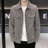ROMON Men's Striped Lapel Casual Jacket