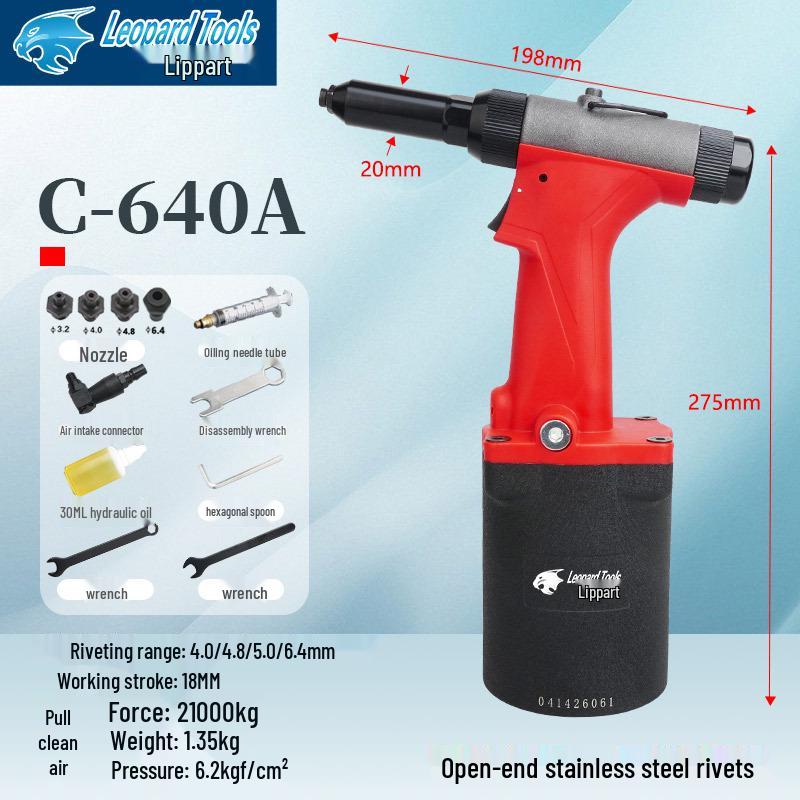 Industrial-Grade Pneumatic Rivet Gun for Aluminum Doors, Windows, and Ladders; Suitable for Stainless Steel and Large Core Pull Rivets