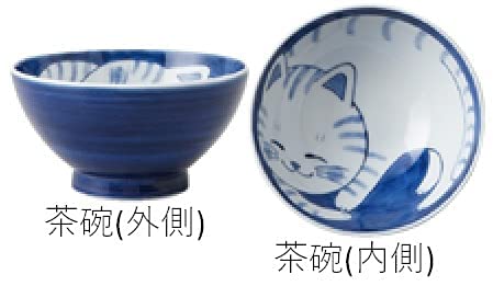 Cat's pottery Nekochigura (Tiger) 5-piece tableware set, lightweight tableware (usukaru), made in Japan, Mino ware
