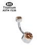 G23 Titan 5A Runder Zirkon CZ Bauchnabelring Körperschmuck Intern Gewindet Fassung gesetzt