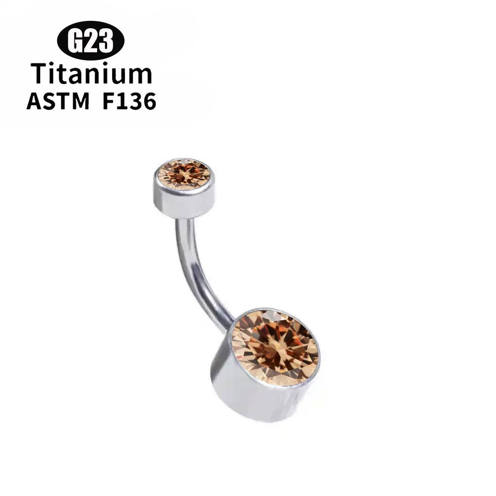 G23 Titan 5A Runder Zirkon CZ Bauchnabelring Körperschmuck Intern Gewindet Fassung gesetzt