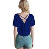 GMXIA Spring Summer Women's Solid-color Pullover V-back Casual Women's Top
