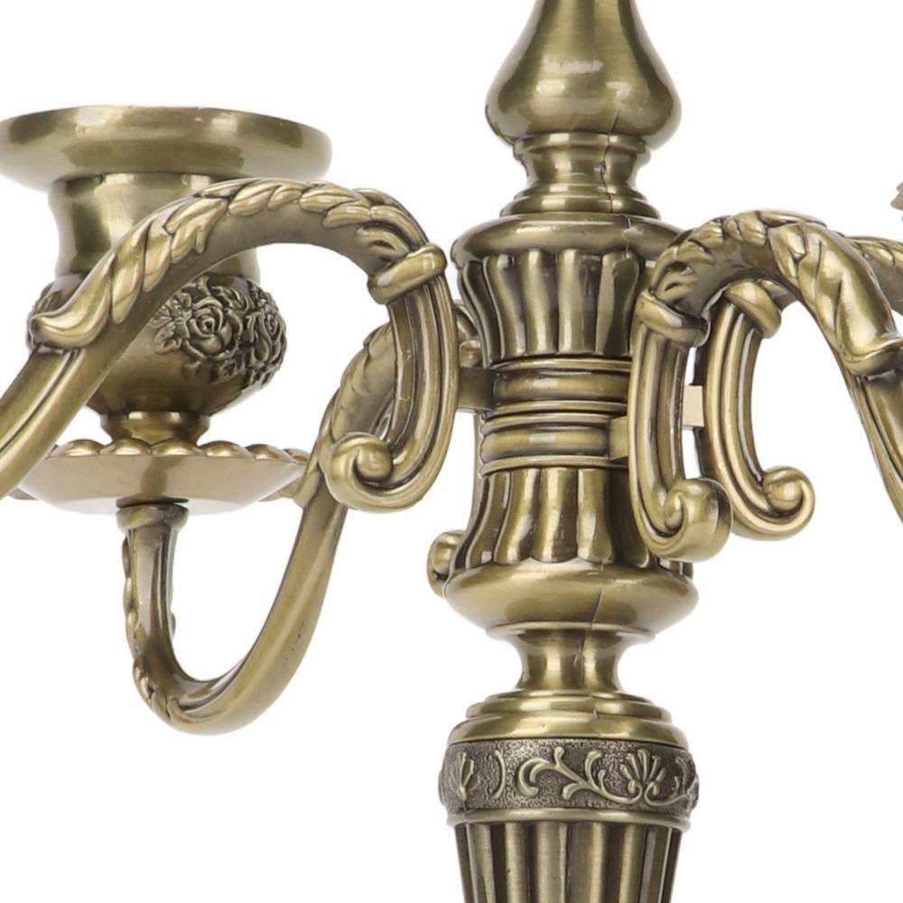Bronze 5 Arms Candelabra Zinc Alloy Tall Candelabra Candle Holder Centerpiece For Parties