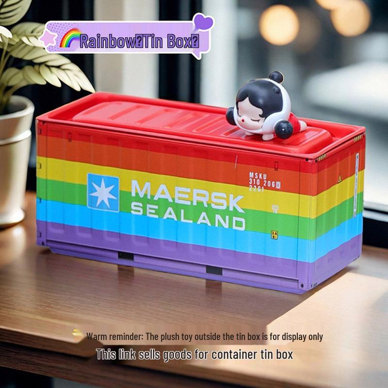 Miniature Tinplate Shipping Container Display Box for Figurines - Trendy Collectible Ornament & Storage Gift